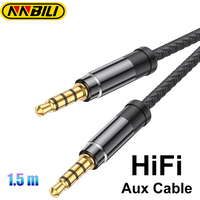 NNBILI 3.5mm Audio 1.5M Jack Cable Nylon Braid 3.5mm Car AUX Cable Headphone Extension Code for Phone MP3 Car Headset Speaker