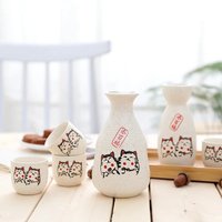 Japanese Porcelain Vintage Ceramic Pot Flagon Liquor Spirits Cups Set Kitchen Dining Bar Drinkware Japanese Sake Wine Set