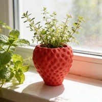 Funny 3D Printed Strawberry Flower Pot Sweet Decoration Mini Plant Pot Ornaments Fruit Shaped Desktop Planter Indoor Plants