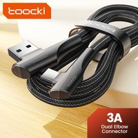 Toocki 90 Degree USB Type C Cable for Samsung S21 S20 S10 Xiaomi POCO Realme iPad Data Wire 3A Fast Charging USB C Cable Gaming