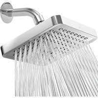 6 inches High Pressure Rainfall Shower Head with Arm Large Flow Showerhead Anti-Clogging Nozzles Top Shower Bathroom Accessories