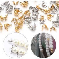 20-100pcs/lot Stainless Steel Jewelry Clasps Hook End Crimp Stopper Buckle Connectors For Jewelry Making DIY Necklace Bracelet