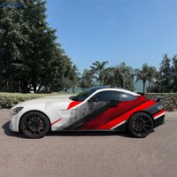 2pcs Red Black Diagonal Stripe Car Side Wraps, Self-Adhesive PVC Waterproof & Scratch-Resistant Stickers, Car Accessory Gift