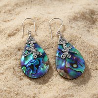 Vintage Delicate Dragonfly Decoration Abalone Shell Dangle Earrings for Women Elegant Charm Banquet Occasion Jewelry Accessories