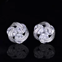 Fashion Multicolor Zircon Earrings 925 Sterling Silver AAA Mosaic CZ Crystal Stud Earrings for Women Jewelry Oorbellen Brincos