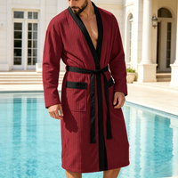 Men's long patterned soft plain-colored belt for men's bathrobe, large size home wear, shawl-like strap for long clothes, pajama