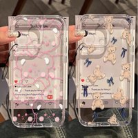 Teddy Bear Bowknot Case For Samsung Galaxy S26Edge S25 S24 S26 Ultra S23 S22 S21 Plus S20 FE A22 A23 Y2K Soft Clear Cover