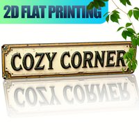 2D Flat, 1pc Vintage Cozy Corner Sign - Aluminum Metal Wall Plaque with Cursive Lettering, UV Printed Door/Wall-Mountable Decora