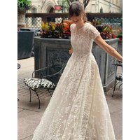 Bohemia Vintage Wedding Dresses O-Neck Short Sleeves Bridal Gowns Lace Appliques 웨딩드레스 Vestidos De Novia Customized 2026