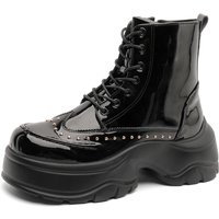Designer Rivet Men's Motorcycle Boots Punk Shoes Rock Stage Style Lace Up Thick Sole 4.5CM Elevator Shoes Men Leather Boots