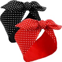 2Pcs Fashion Polka Dot Bandana Headband Bow Wide Hair Hoop Lady Head Scarf Hair Accessories