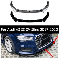 Front Bumper Lip Splitter For Audi A3 S3 8V Sline 2017-2020 Exterior Spoiler Body Kit Decoration Tuning Accessories Trim Upgrade