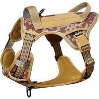 Dog Tactical Harness Vest Pet Dog Harness with 5pcs Dog Patches, Reflective Pet Harness No Pull with Durable Soft Padded Handle
