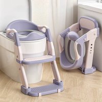 Kinder-Toilettensitz, Treppe, verstellbar, Baby-Toilette, Klappständer, Tritthocker, Toilettensitzring mit rutschfester Unterlage für Jungen und Mädch