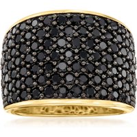 Black Synthetic Zirconia Paved Golden Plated Cocktail Ring for Women Men Fashion Simple Design Banquet Party Jewelry Accessories