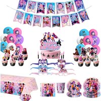 Korean-Pop Theme Birthday Decorations Set for Girls Party Celebrations,Kids K-POP Decor Items for Festive Decor