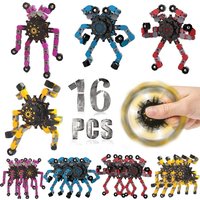 12/16PCS Funny Sensory Fidget Toys Deformable Chain Robot Spinners Fingertip Stress Relief Gyro Toy Party Favors for Kid Adults