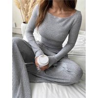 2025 Simple Style New In Matching Sets Two Piece Outfits 2 Pieces Set For Woman Solid Color All-match Slim Homewear Casual Home