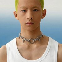 Punk Gothic Studded Rivet Spikes Necklace Vintage Choker Hip Hop Necklace Titanium Steel For Party Men Women Girls Jewelry Gifts