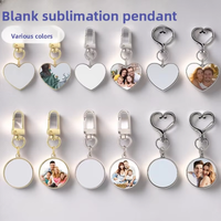 20pcs Sublimation Blank Keychain Valentines Day Zinc Alloy Keyring Heat-transfer Keychain Heart-shaped Family Portrait Image Bag