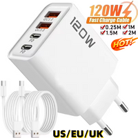 120W Quick Charger PD 4 Ports USB C Charger Type C USB Phone Charger Fast Charging Adapter for Samsung iPhone Huawei Xiaomi NEW