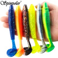 Spinpoler Soft Lure Ribbed Shads Fishing Bait Worm Paddle Tail Wobbler Swimbait Fish For Predatory Fishing Perch Pike Zander 3pc
