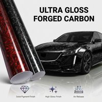 PET-Glanzfolie aus geschmiedetem Carbonfaser-Material, schwarz-rot, für die Fahrzeugfolierung, selbstklebend, blasenfrei, PVC-Carbonfaser-Farbwechselfolie, zur Dekoration von Fahrzeugkarosserie,