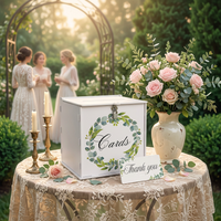 1 Set Wedding Party Table Centerpiece Decoration, Elegant Countryside Wooden Card Boxes with Lock, Ideal for Wedding Reception