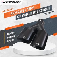 1Pcs ER Double Matte Stainless Steel Car Muffler Tip V Type Exhaust Tip System Pipe Universal Exhaust Tip Nozzle Car Decoration