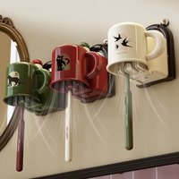 1/2PCS Wall Mounted Toothbrush Mouthwash Cup Storage Rack Suction Cup Type Non Perforated Washbasin Multifunctional Storage Rack