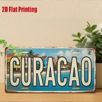 1pc Curacao License Plate Replica - Vintage Caribbean Island-Themed Metal Sign with Curacao Flag & Coat of Arms Design, 11.8"x5.
