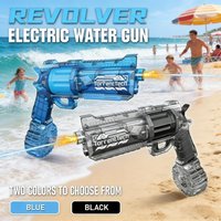 High Capacity Revolver Electric Water Gun with LED Muzzle Flash Summer Outdoor Beach Water Fighting Toy for Kids Birthday Gift