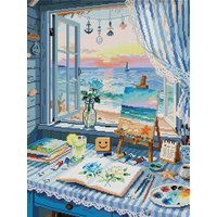 Forever Young 5D DIY Diamond Painting Kit Summer Serenity by the Sea Full Square Design with AB FD Drills for Adult Arts & Cra