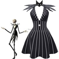 2024 Anime Jack Skellington Cosplay Costume Christmas Outfit Black Stripe Dress For Woman Halloween Party Fancy Demon Clothes