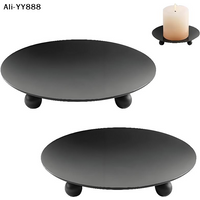 【Ym8】1PC Iron Plate Candle Holder Decorative Pillar Candle Plate Pedestal Candle Stand Wax Candles Spa Wedding Birthdays Party