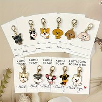 11pcs Cute Cartoon Dog Keychain Set with Thank You Card, Alloy Animal Charm Gift for Dog Lovers, Corgi Teddy Samoyed Unisex
