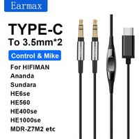 For HIFIMAN SONY HE6se HE560 HE400se HE1000se MDR-Z7 Z1R D7100 D7200 Replaceable Earphones TYPEC to Double 3.5mm Upgrade Cable