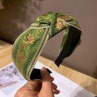 Elegant Boho Headband Bohemian Embroidered Floral Elegant Boho Knotted Headband Wide-Brimmed Botanical Hair Accessory for Women