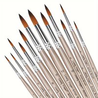 12pcs Premium Pointed Round Artist Paint Brush Set - Soft Synthetic Nylon, Versatile Pointed Tips for Acrylic, Watercolor, Oil