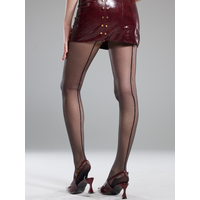 1Pc Elegant Office Sheer Black Tights With Back Seam & Bikini Cut Summer Autumn