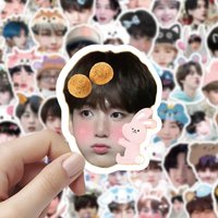 100pcs Kpop Korean Idol Cute Big Head Stickers Waterproof DIY Account Stickers Cute Cartoon Idol Sticker Fans Collection Gift