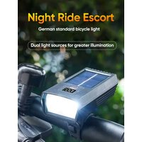 AliExpress cycle zone Solar-Powered Bicycle Front Light Headlight Rechargeable MTB Bike Display Flashlight Power Lamp Cycling Lantern for Night Riding