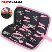 NEWACALOX Mini Jewelry Pliers Carbon Steel Jewelry Plier Sets Round Curved Needle Nose Beading Tool Kit for DlY Jewelry Making