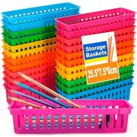 Colorful Plastic Pencil Basket Classroom Organizer Stackable Storage Tray for Pencils Crayons Small Stationery Desk Organization