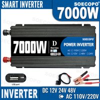 7000W Smart Inverter DC 12V/24V/48V to AC 110V/220V Converter Charger Converter Adapter with USB Port & CE/FC Certification