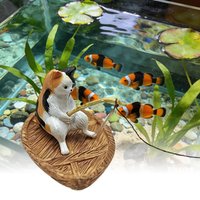 Fish Tank Decor Kitten Fishing Floating Ornament Aquarium Decor for Garden Pond Home Office Landscaping Outdoor Aquatic River
