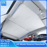 Sunshades For Tesla Model 3 Sunroof Highland 2025 Model Y 2020-26 Ice Cloth Buckle Sun Pare Glass Front Rear Skylight Accessory