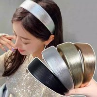 Leather Padded Headbands Shiny Gold Silver PU Hairbands Wide Plain Hair Hoops Women Bezel High Crown Fashion Hair Accessories