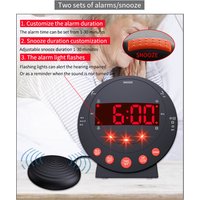 Loud Alarm Clock with Bed Shaker Vibrating Alarm Clock with Flash Light Brightness Adjustable Snooze Dual Alarm Setting USB