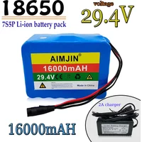 24V 16Ah 7S5P 18650 lithium-ion battery 29.4V 16000mAh with BMS, suitable for 350W-700W electric lightweight commuting tools